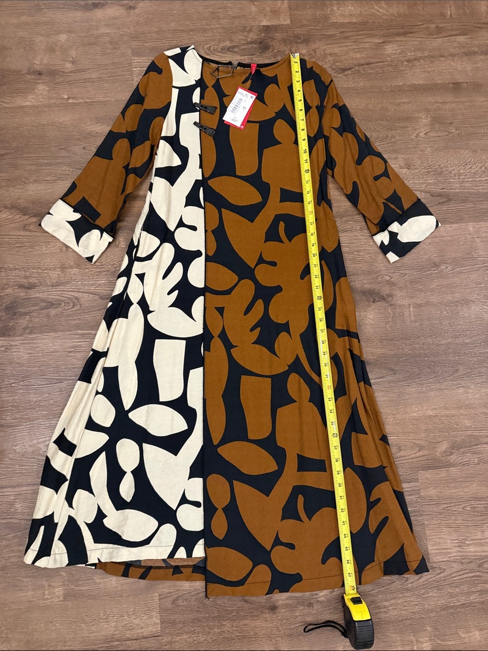 IC COLLECTION Two-Tone Brown, Black & Cream Maxi Dress Size Small